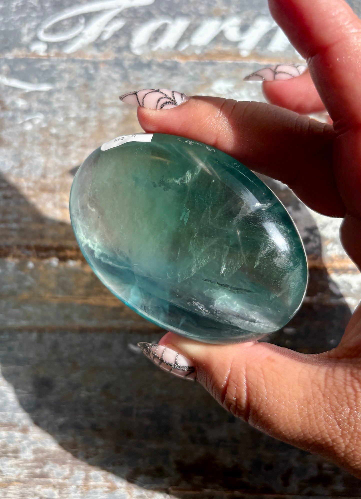 Gorgeous High Quality Rainbow Fluorite Palm Stone | Opt B