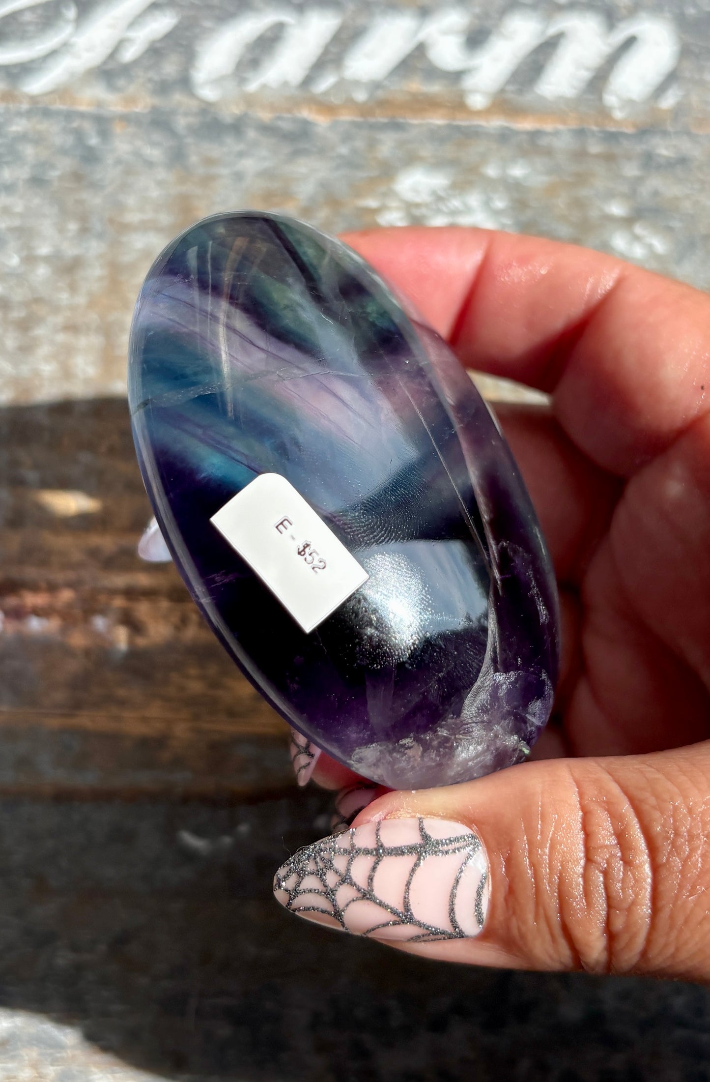 Gorgeous High Quality Rainbow Fluorite Palm Stone | Opt E