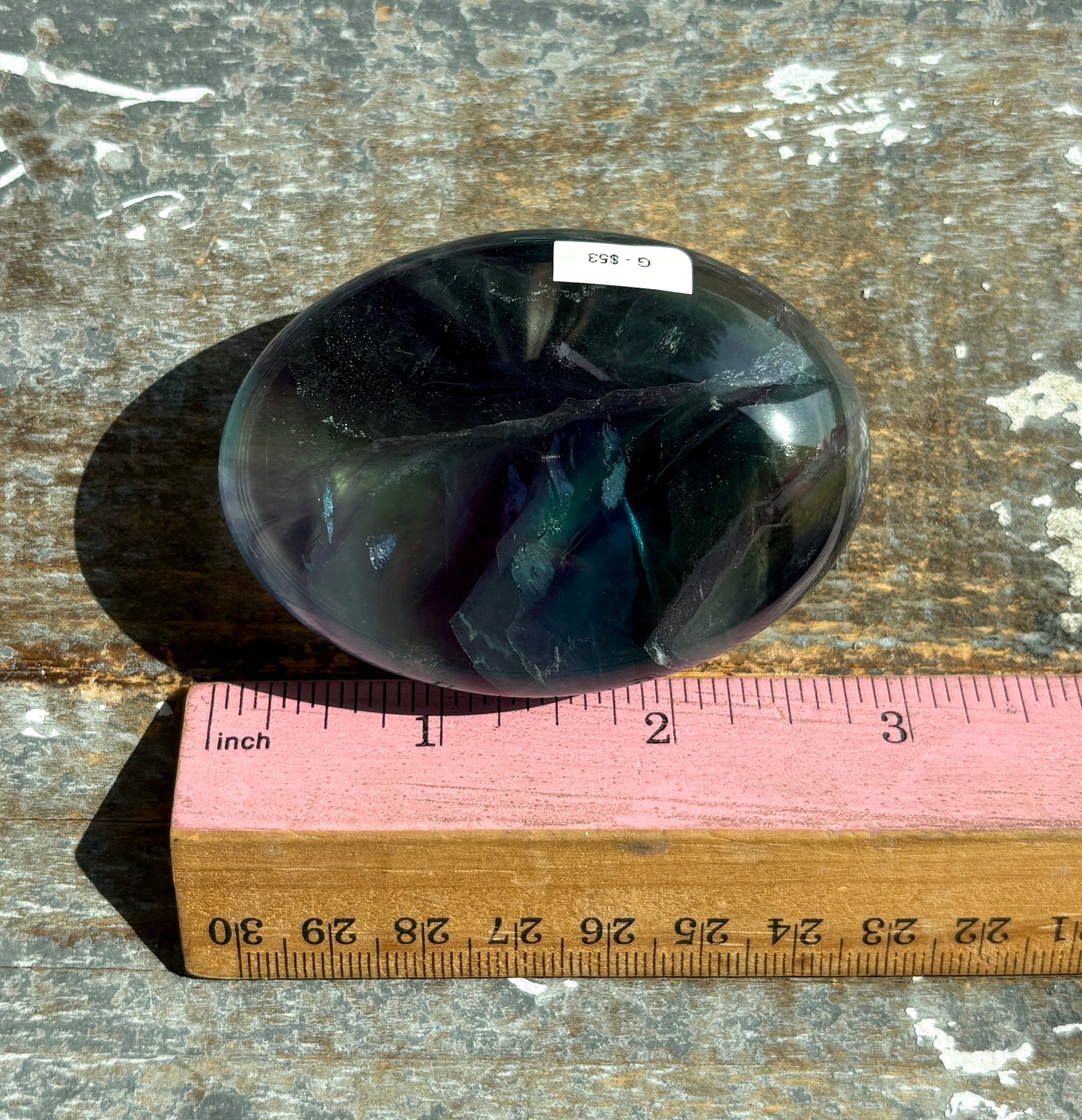 Gorgeous High Quality Rainbow Fluorite Palm Stone | Opt G