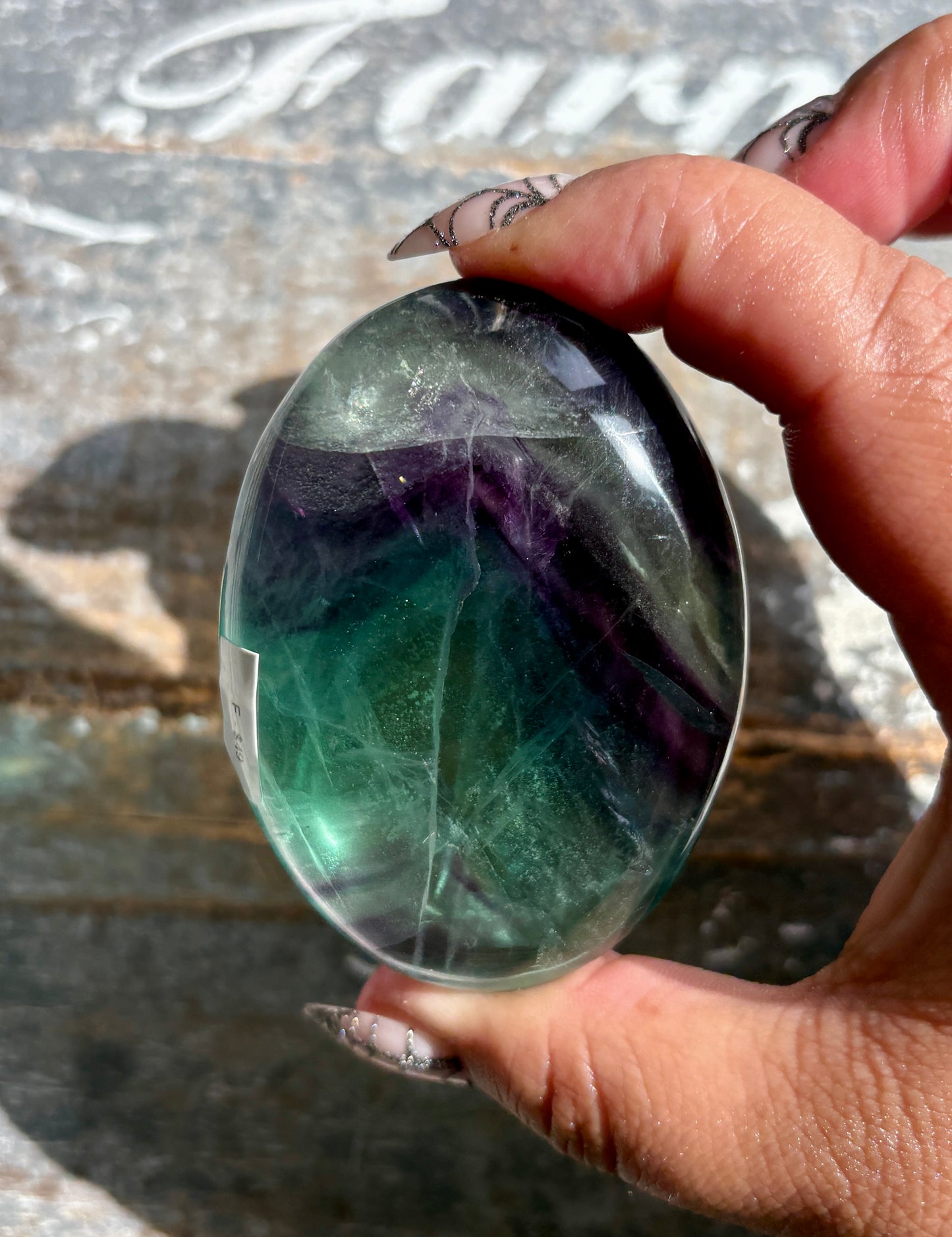 Gorgeous High Quality Rainbow Fluorite Palm Stone | Opt F
