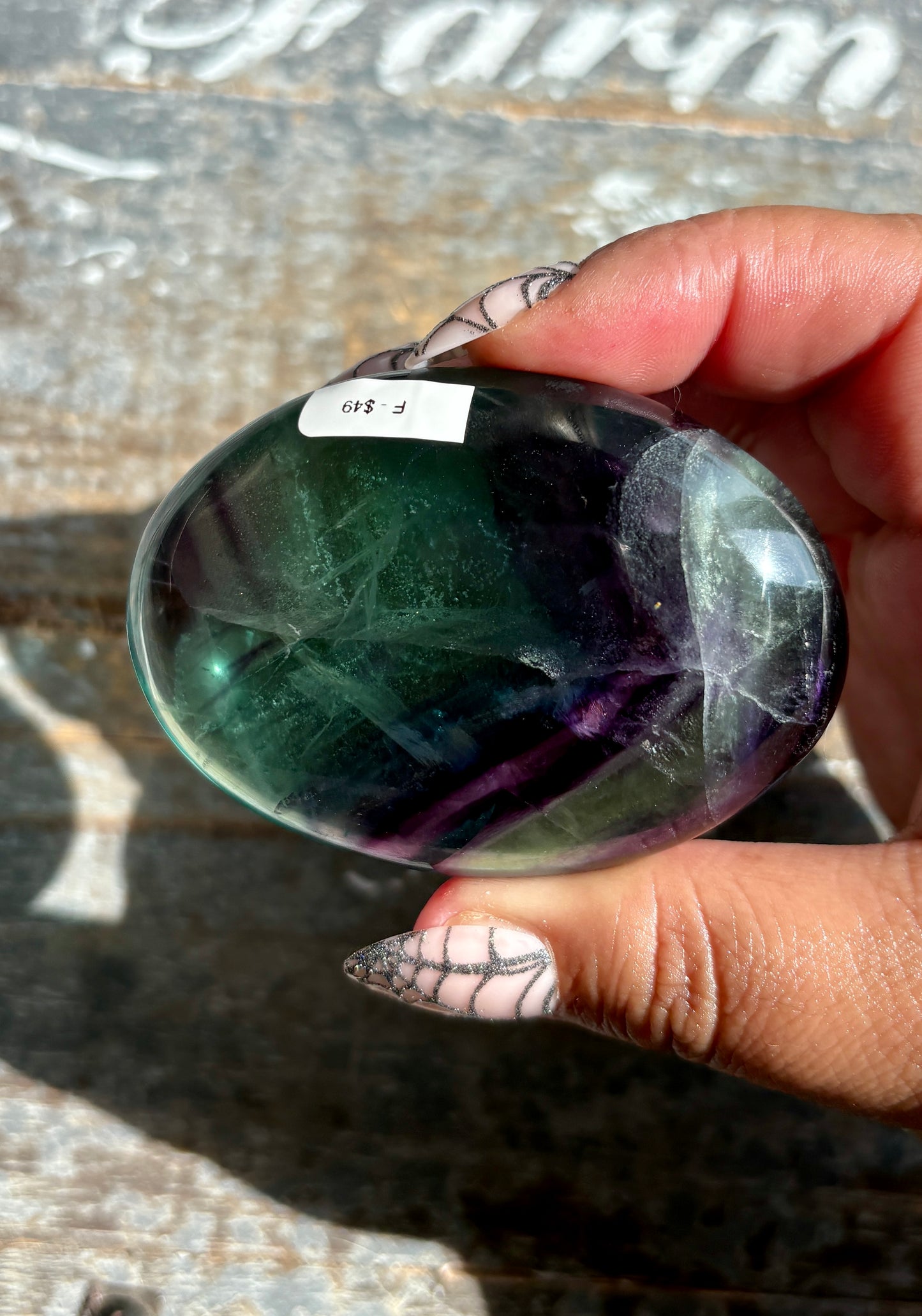 Gorgeous High Quality Rainbow Fluorite Palm Stone | Opt F