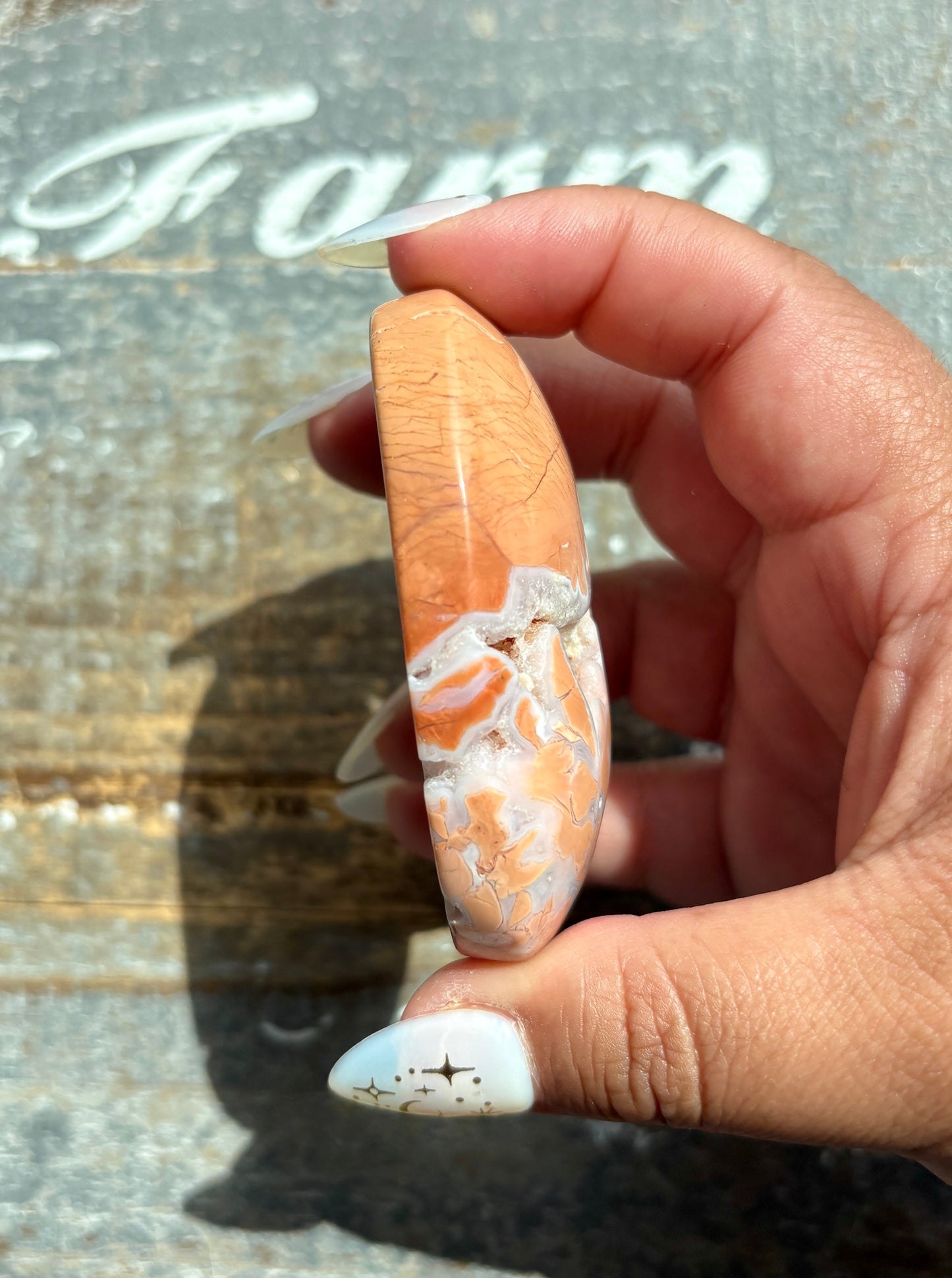 Gorgeous Pink Agate with Druzy Palm Stone