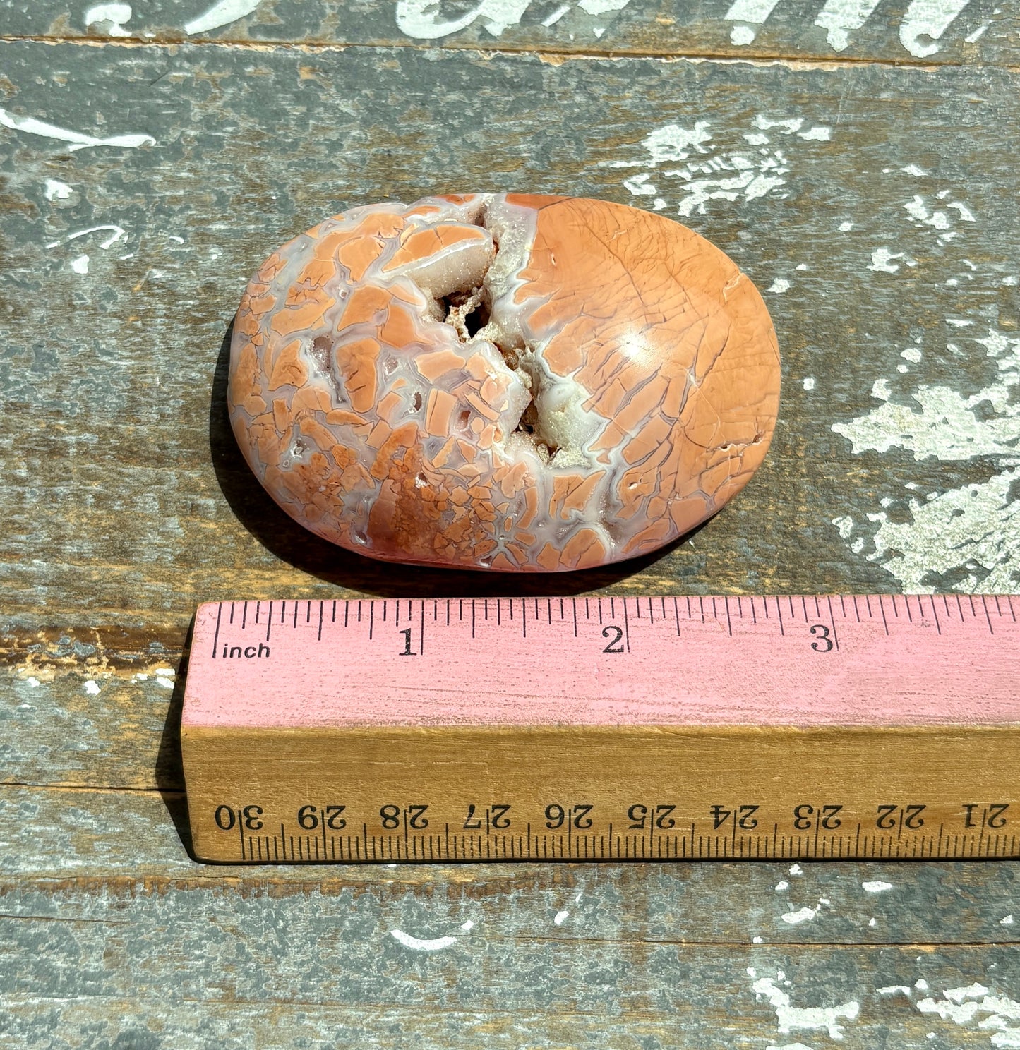Gorgeous Pink Agate with Druzy Palm Stone