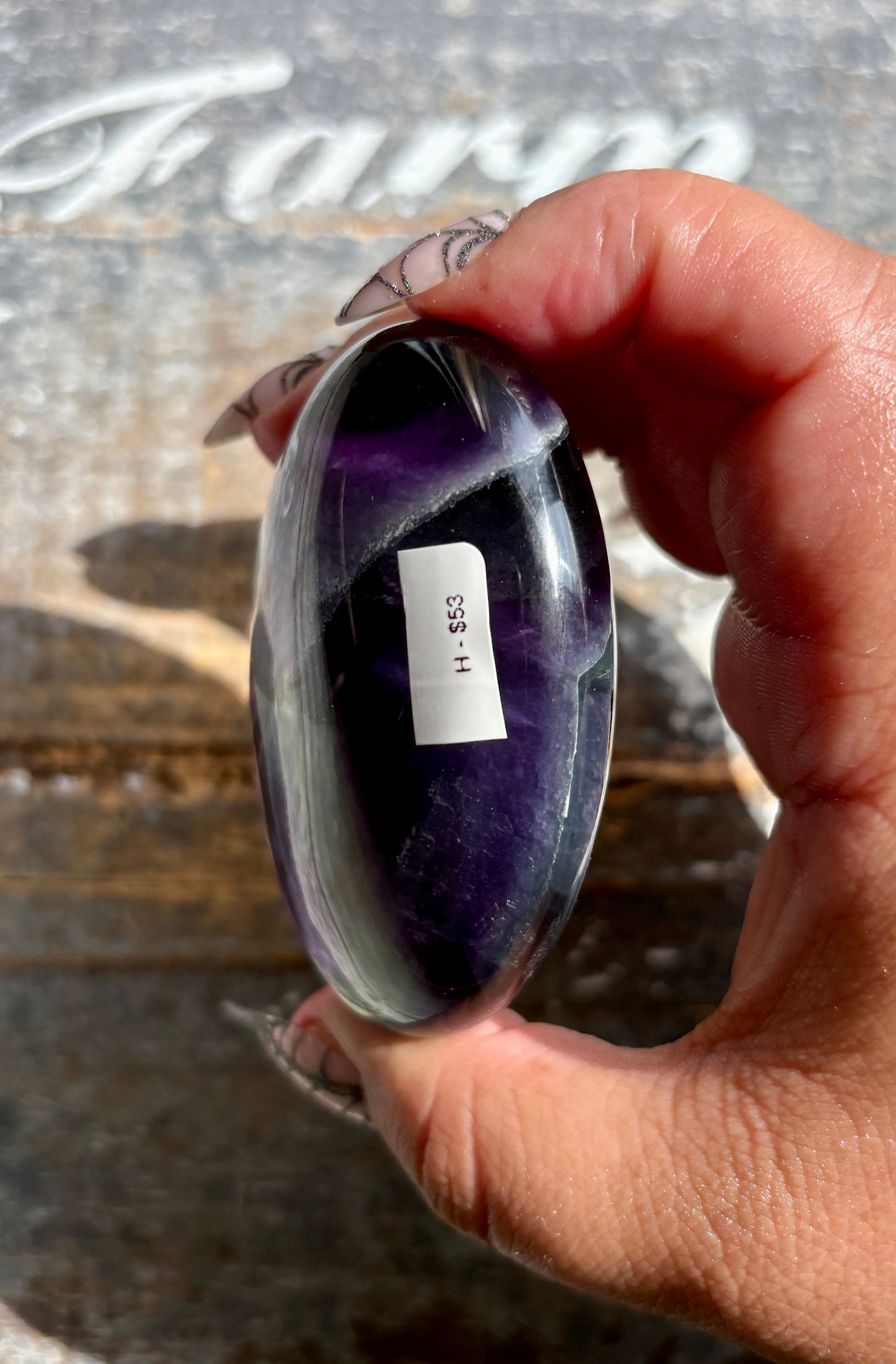 Gorgeous High Quality Rainbow Fluorite Palm Stone | Opt H