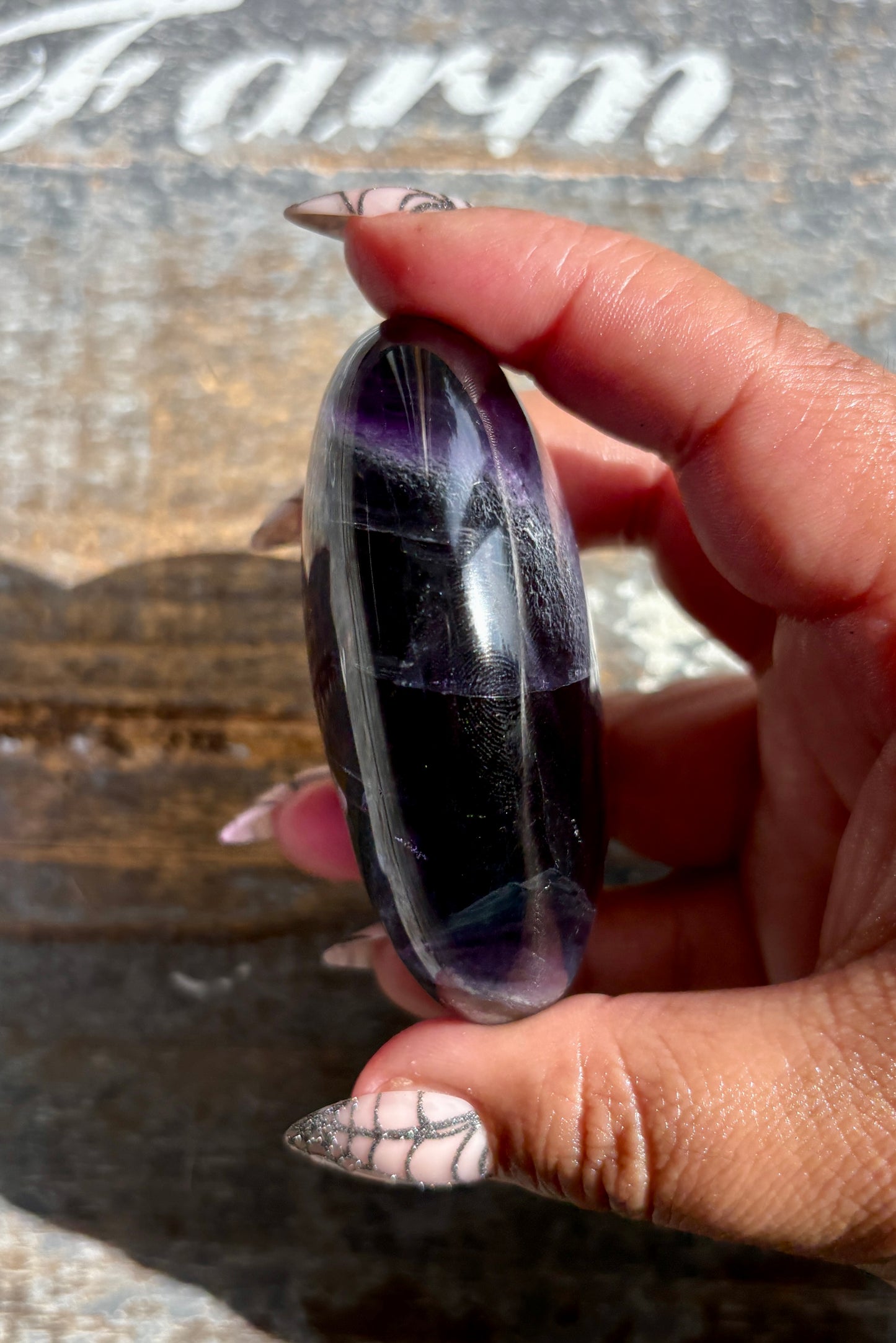 Gorgeous High Quality Rainbow Fluorite Palm Stone | Opt H