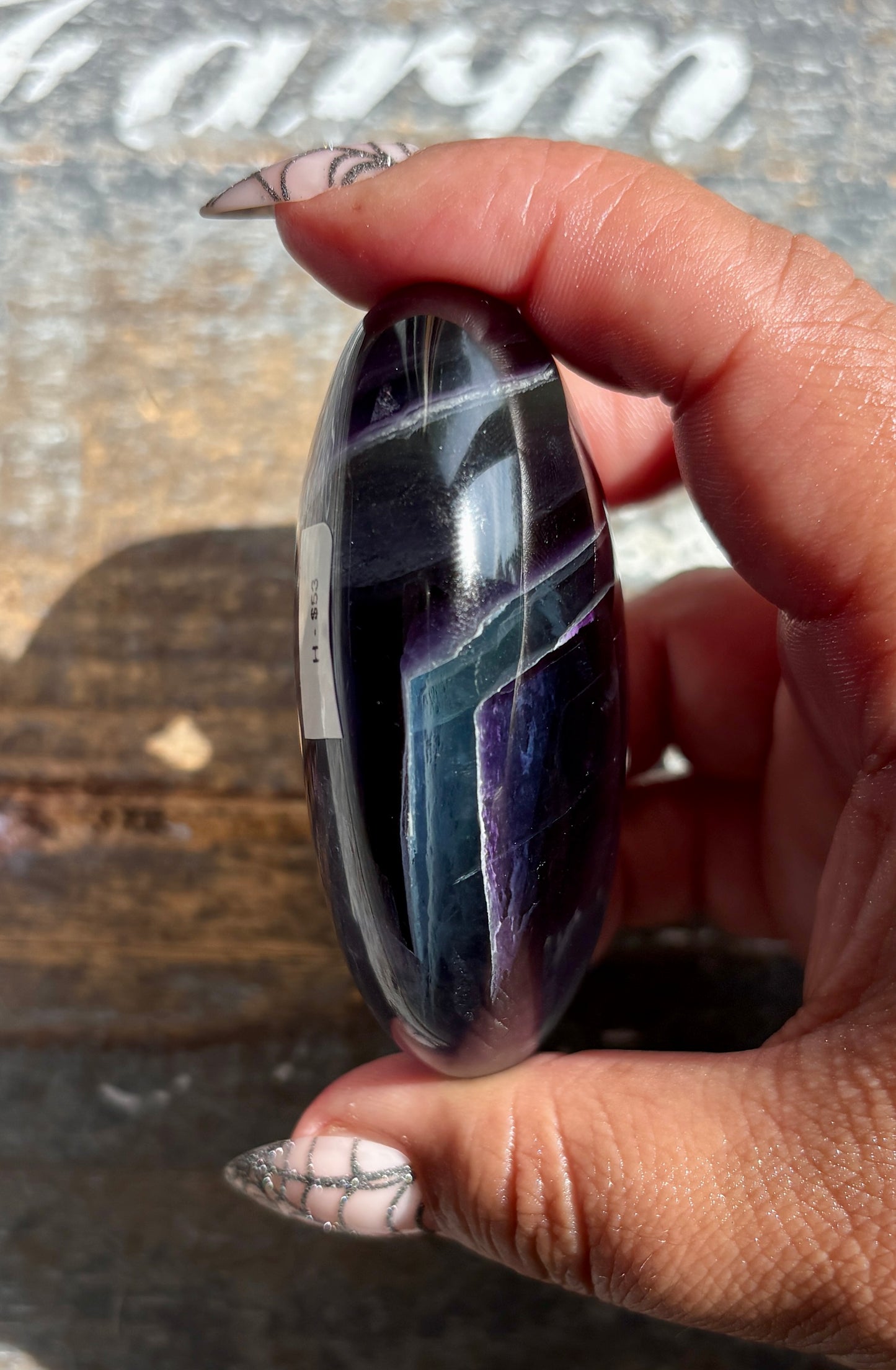 Gorgeous High Quality Rainbow Fluorite Palm Stone | Opt H