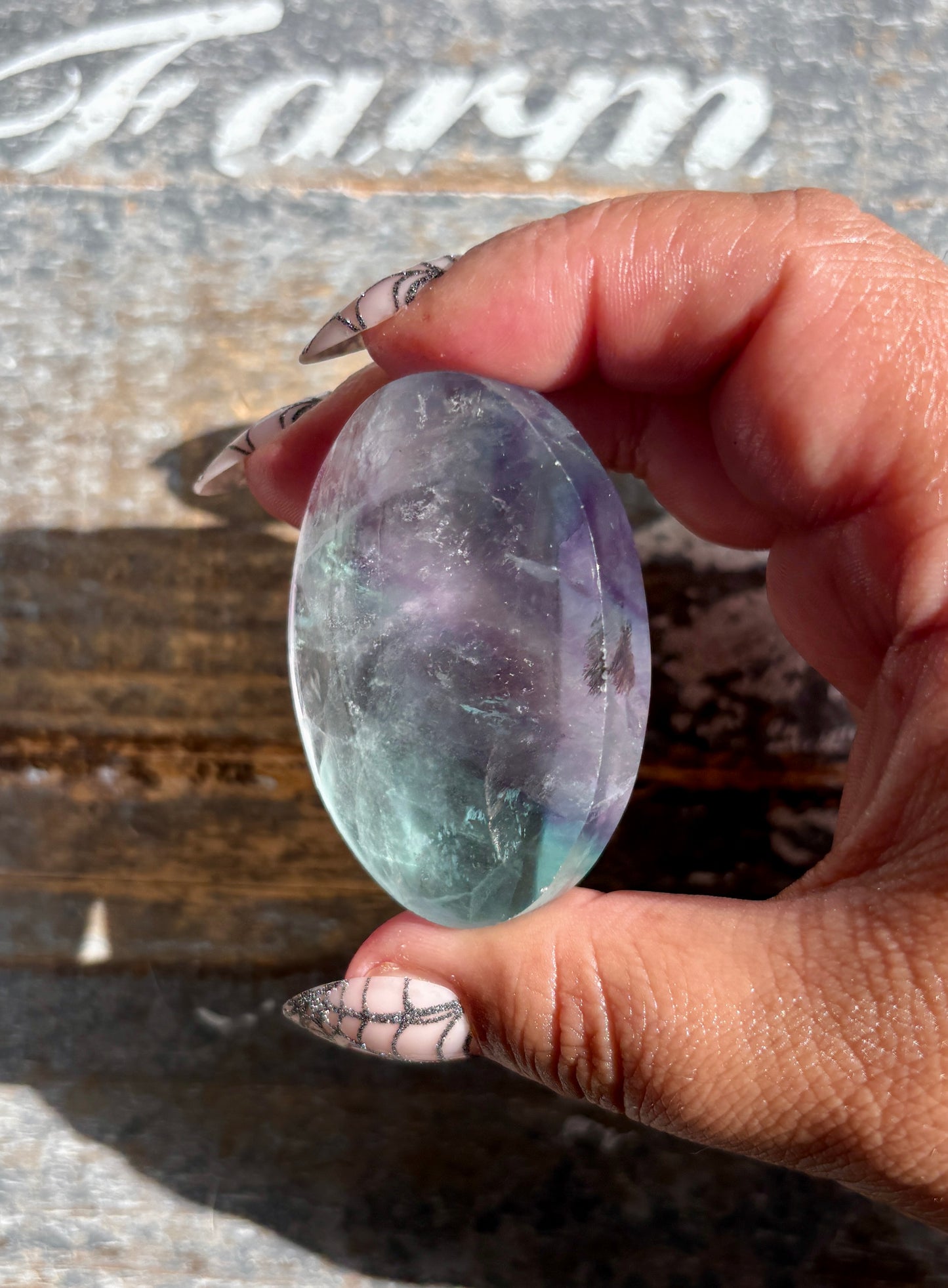 Gorgeous High Quality Rainbow Fluorite Palm Stone | Opt I