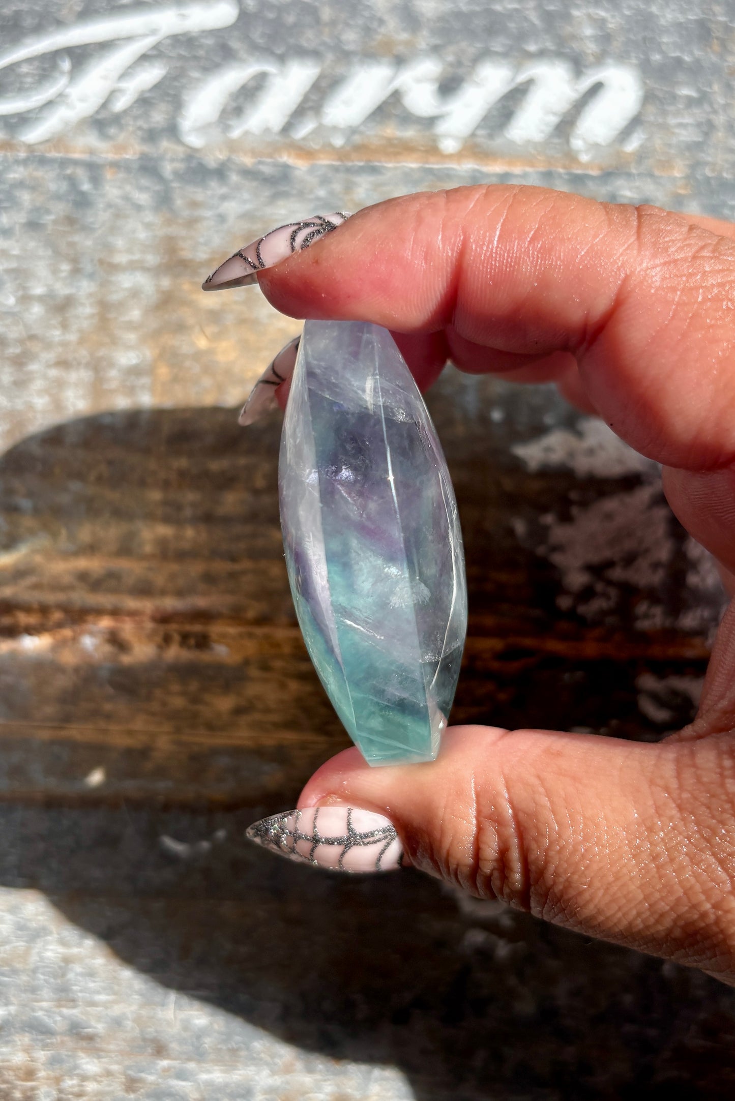 Gorgeous High Quality Rainbow Fluorite Palm Stone | Opt I
