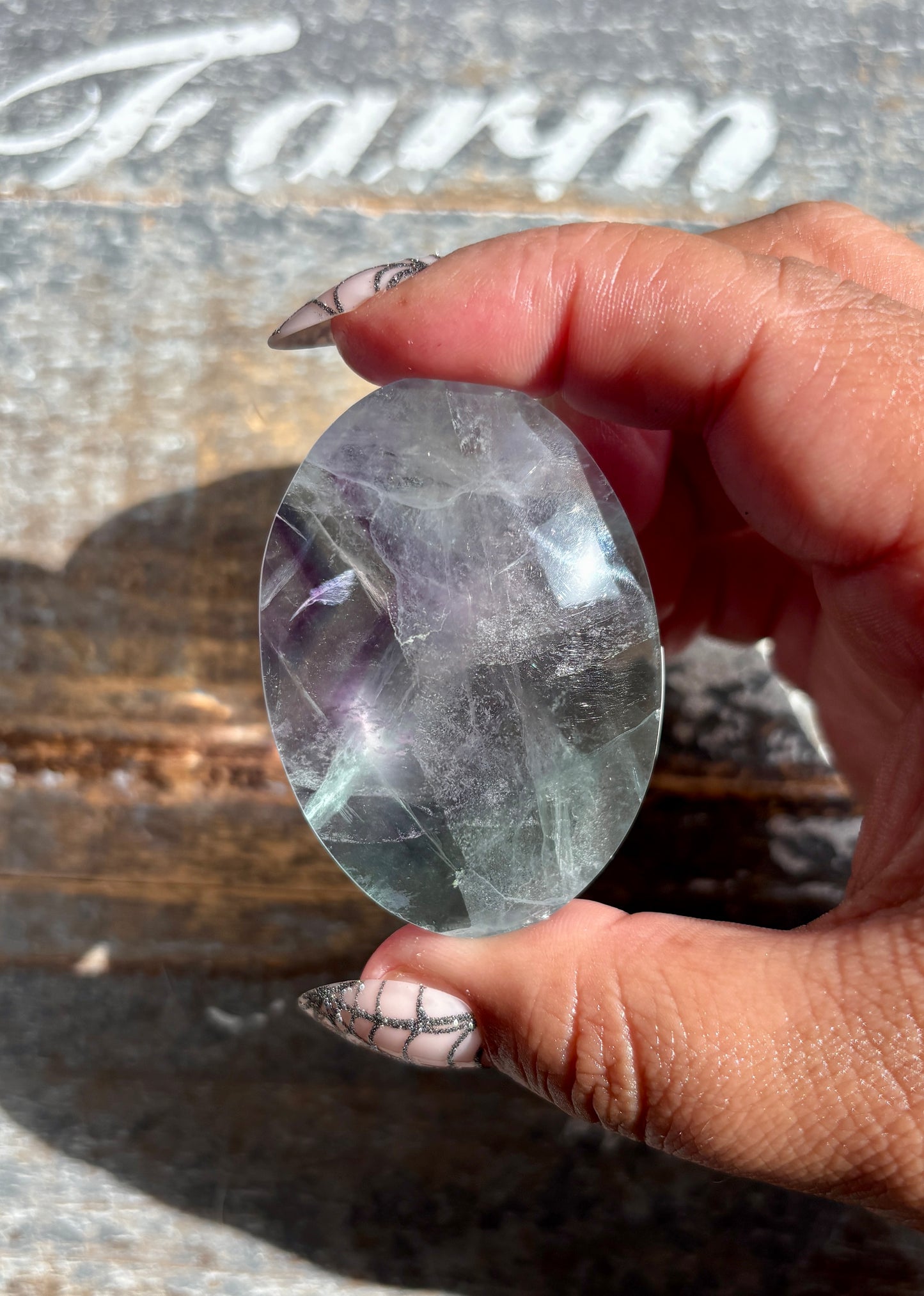 Gorgeous High Quality Rainbow Fluorite Palm Stone | Opt I