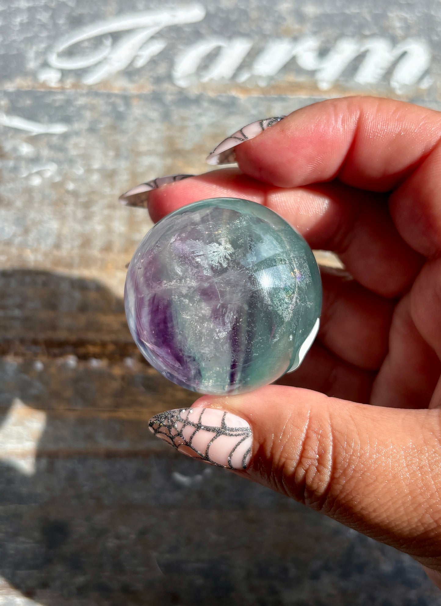 Gorgeous High Quality Rainbow Fluorite Sphere | Opt B
