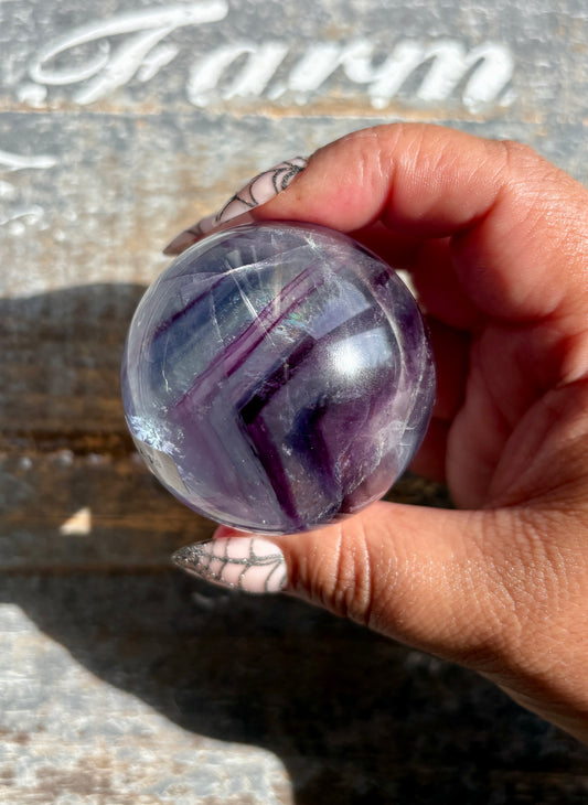 Gorgeous High Quality Rainbow Fluorite Sphere | Opt A