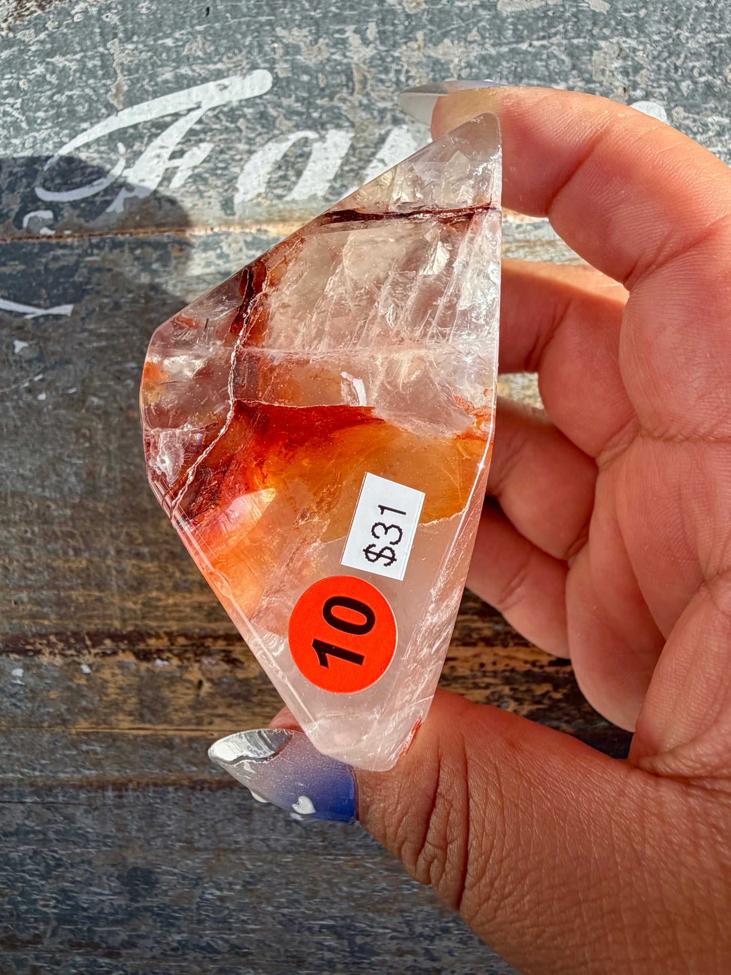 Gorgeous Fire Quartz Freeform Half Polish | Opt 10