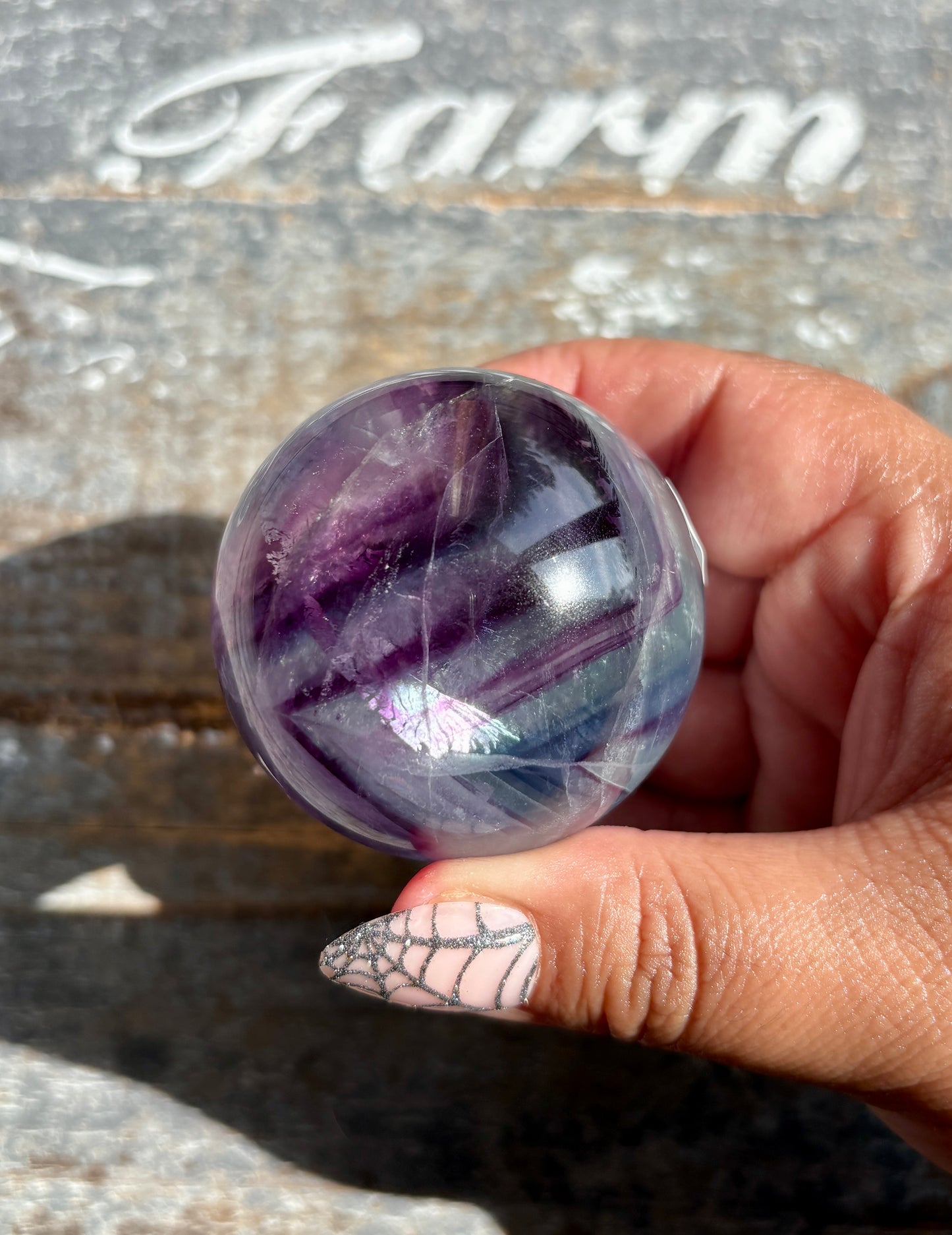 Gorgeous High Quality Rainbow Fluorite Sphere | Opt A