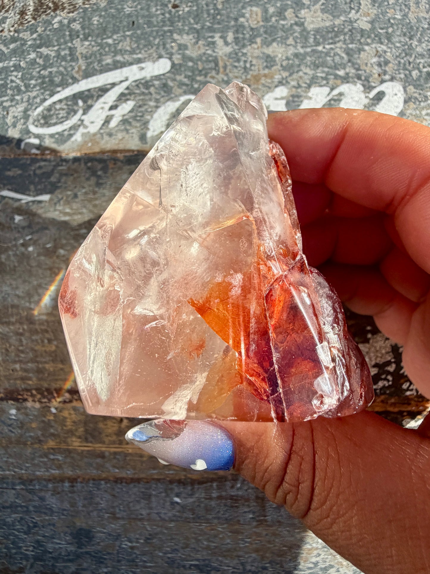 Gorgeous Fire Quartz Freeform Half Polish | Opt 10