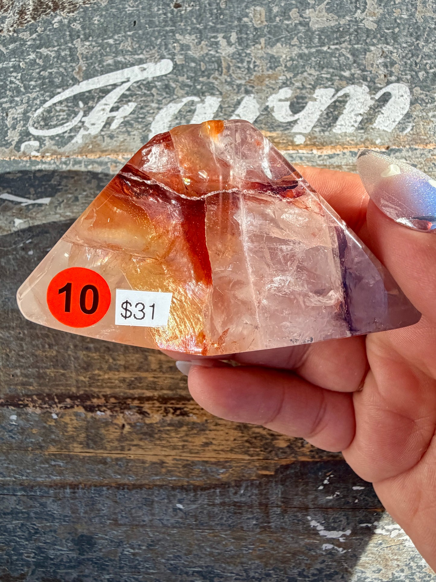 Gorgeous Fire Quartz Freeform Half Polish | Opt 10