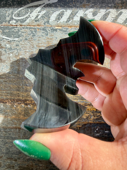 Spooky Midnight Lace Obsidian Bat | Opt F