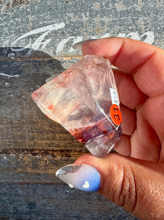 Gorgeous Fire Quartz Freeform Half Polish | Opt 31