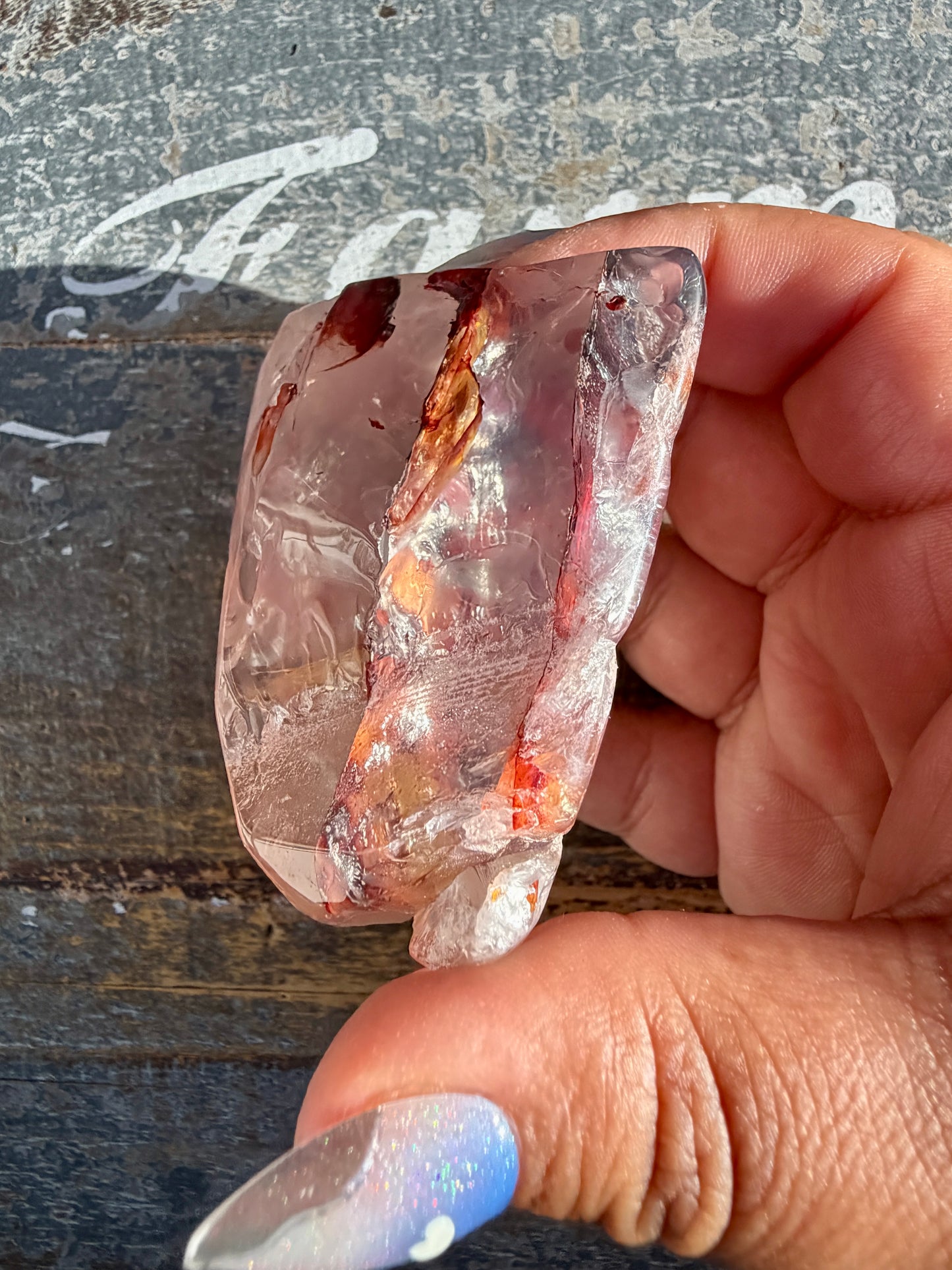 Gorgeous Fire Quartz Freeform Half Polish | Opt 26