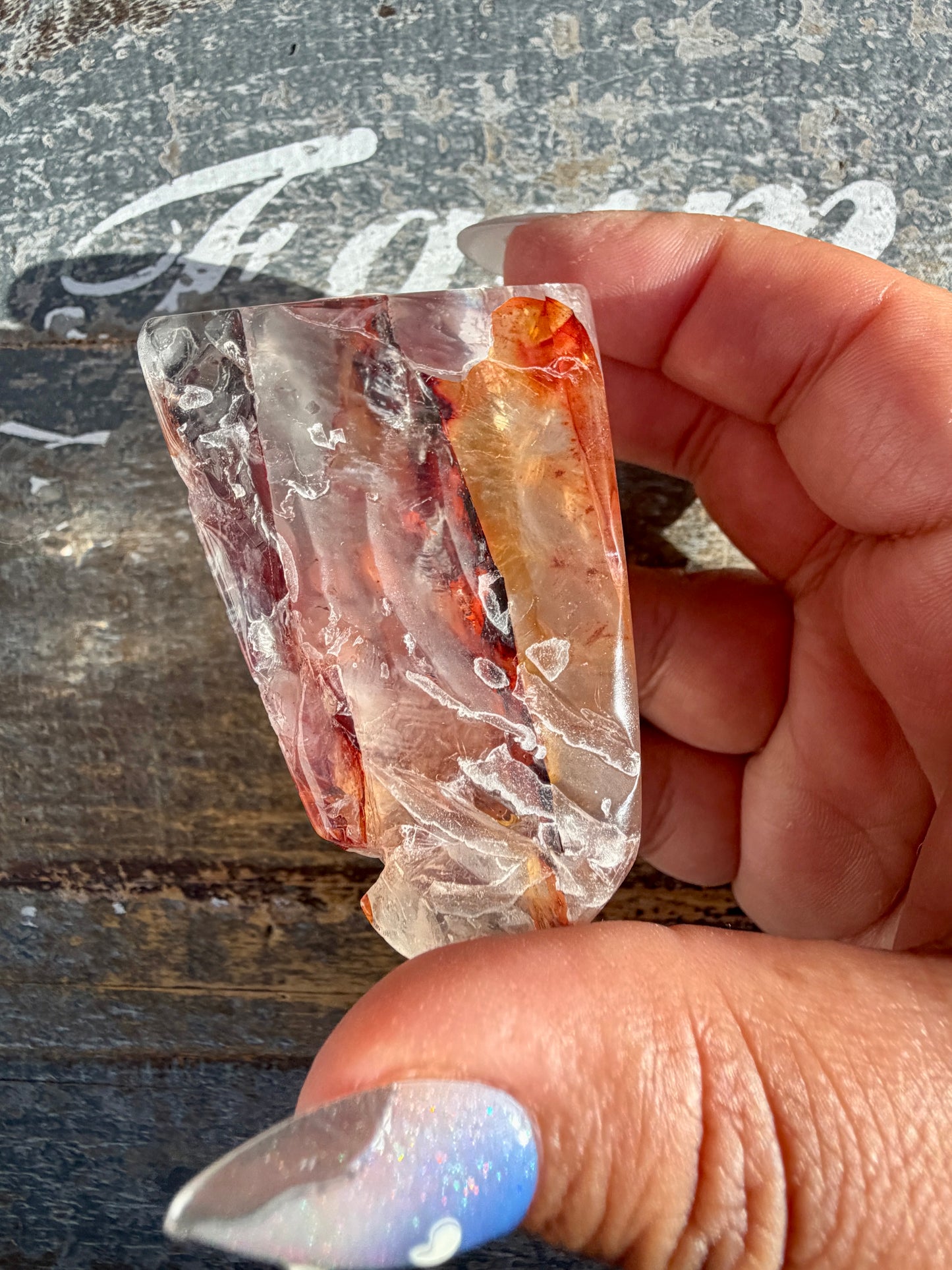 Gorgeous Fire Quartz Freeform Half Polish | Opt 26