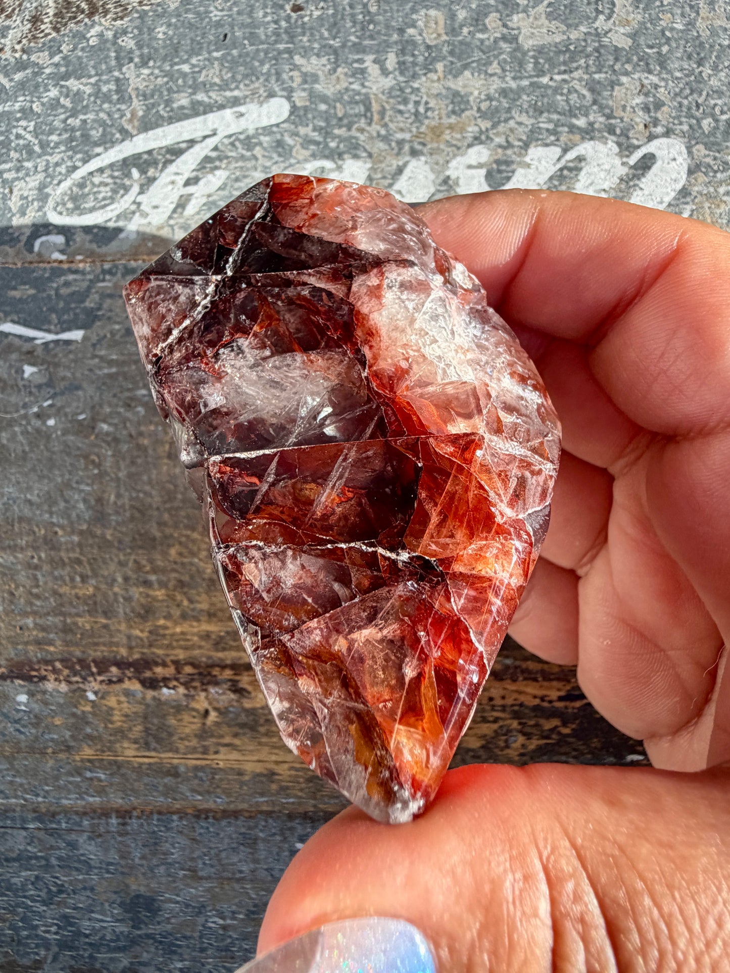 Gorgeous Fire Quartz Freeform Half Polish | Opt 27