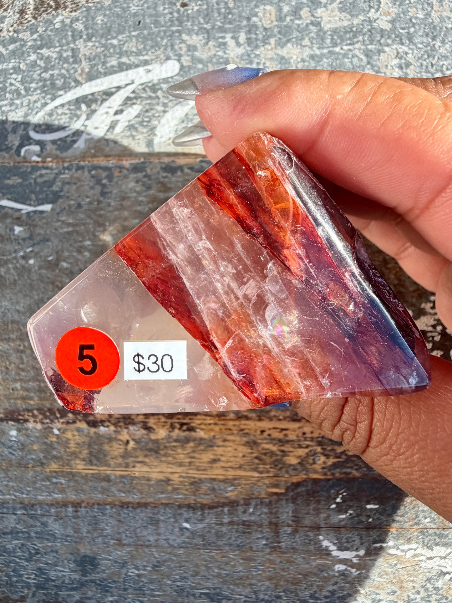Gorgeous Fire Quartz Freeform Half Polish | Opt 5