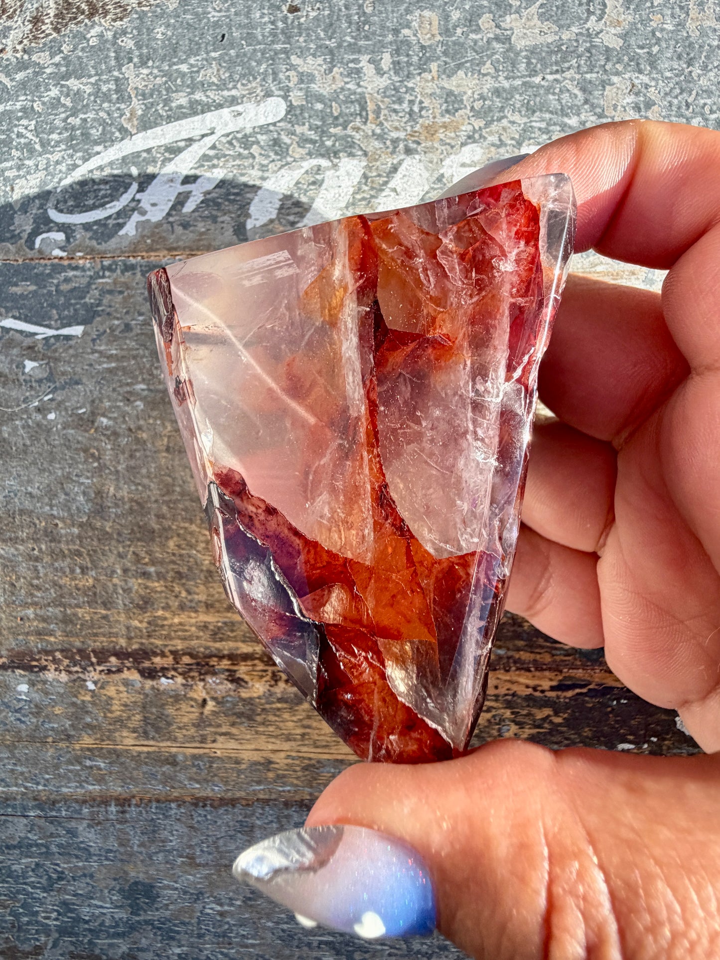Gorgeous Fire Quartz Freeform Half Polish | Opt 5
