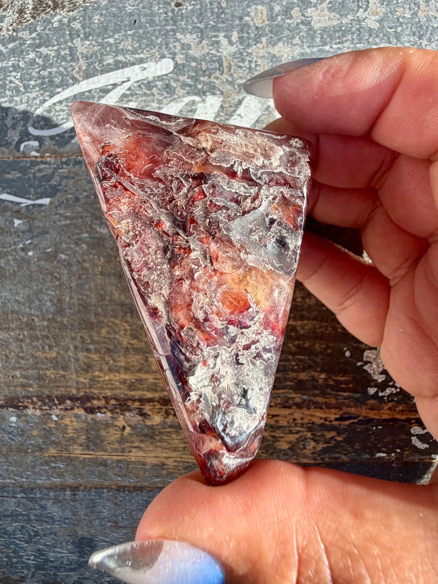 Gorgeous Fire Quartz Freeform Half Polish | Opt 5