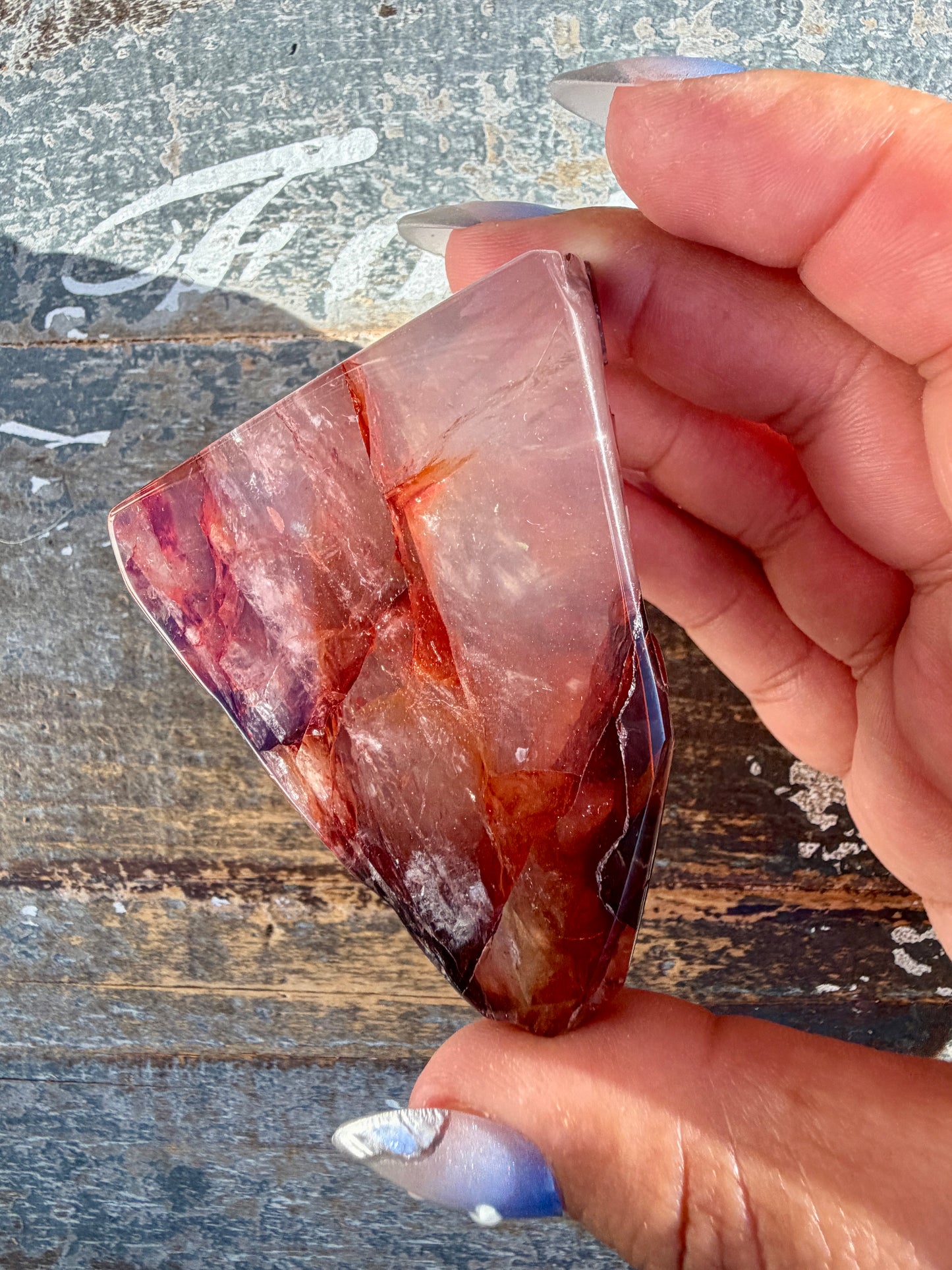 Gorgeous Fire Quartz Freeform Half Polish | Opt 5