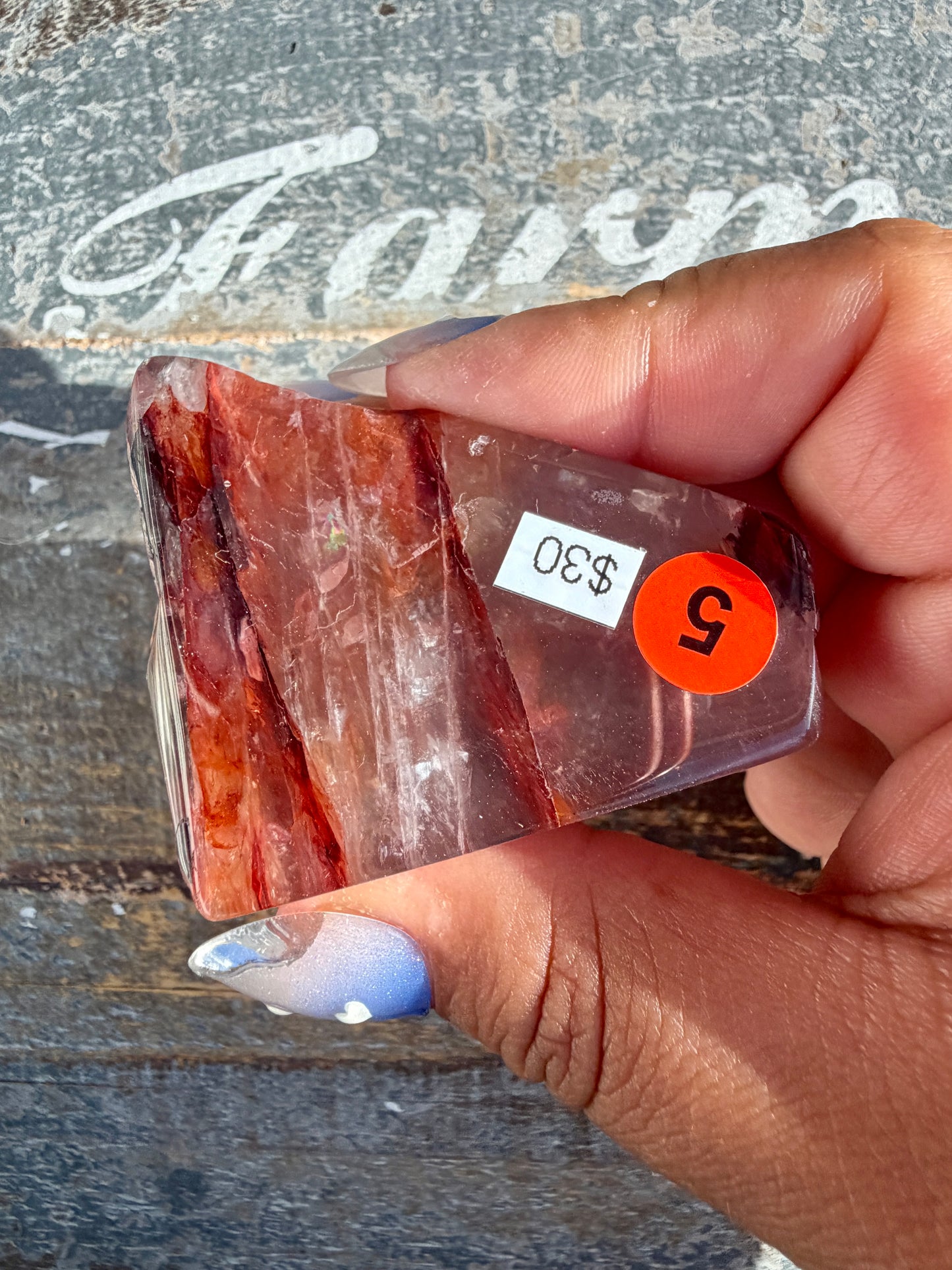 Gorgeous Fire Quartz Freeform Half Polish | Opt 5