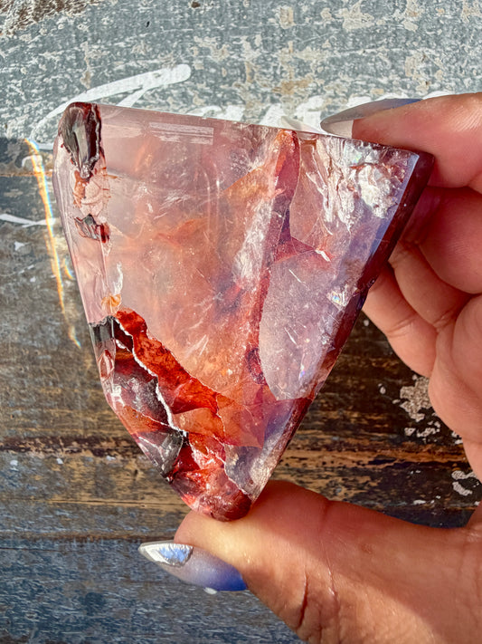 Gorgeous Fire Quartz Freeform Half Polish | Opt 5