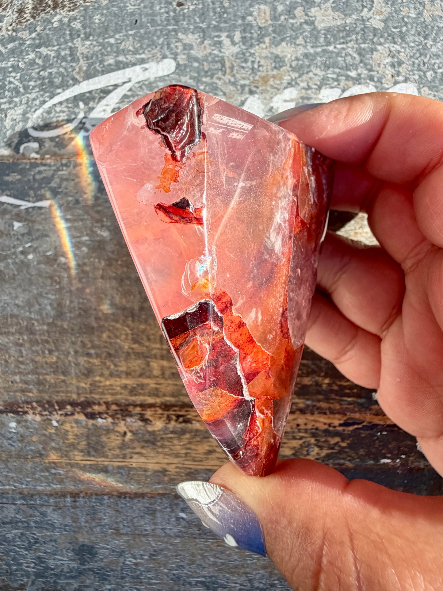 Gorgeous Fire Quartz Freeform Half Polish | Opt 5