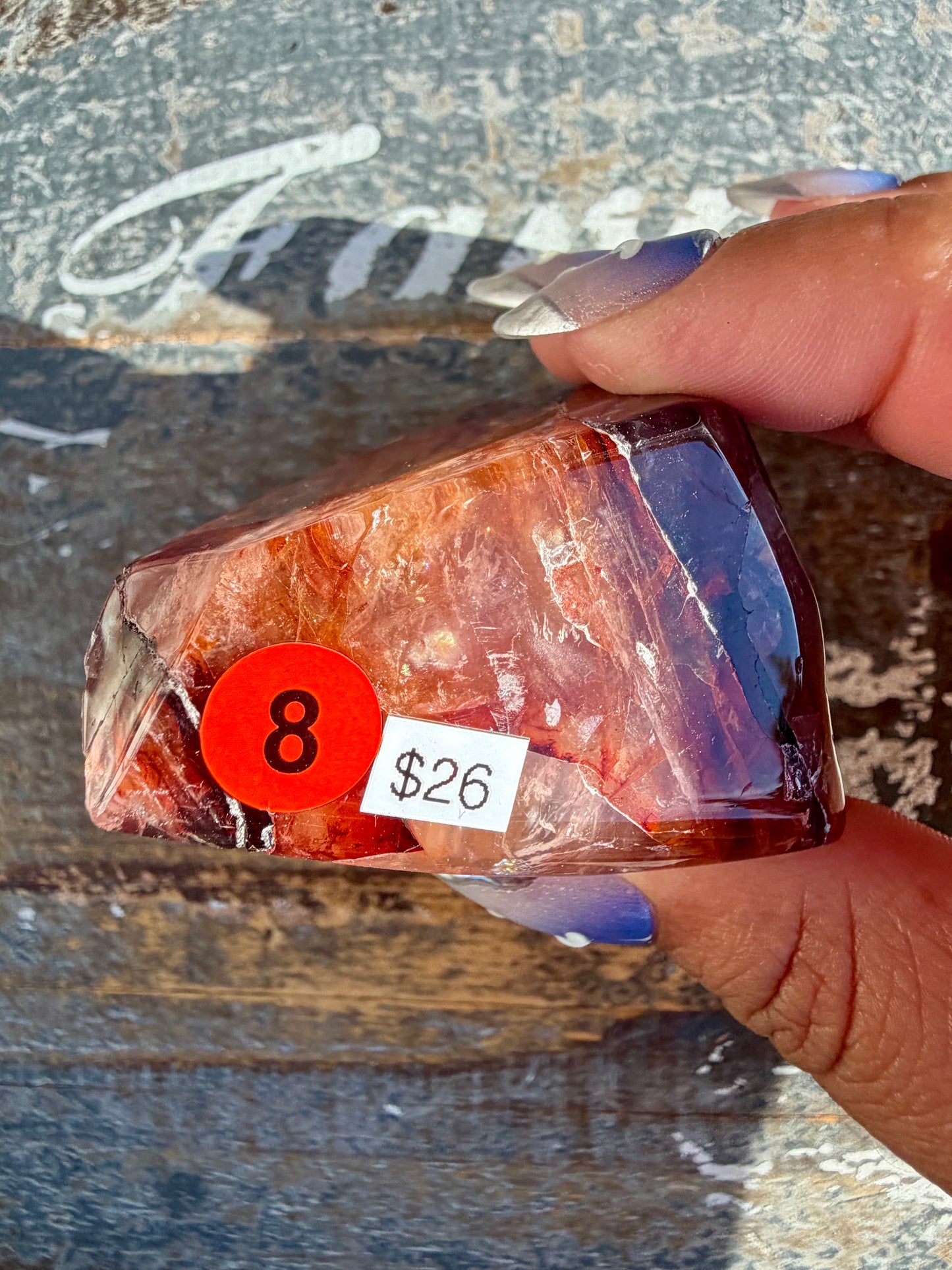 Gorgeous Fire Quartz Freeform Half Polish | Opt 8