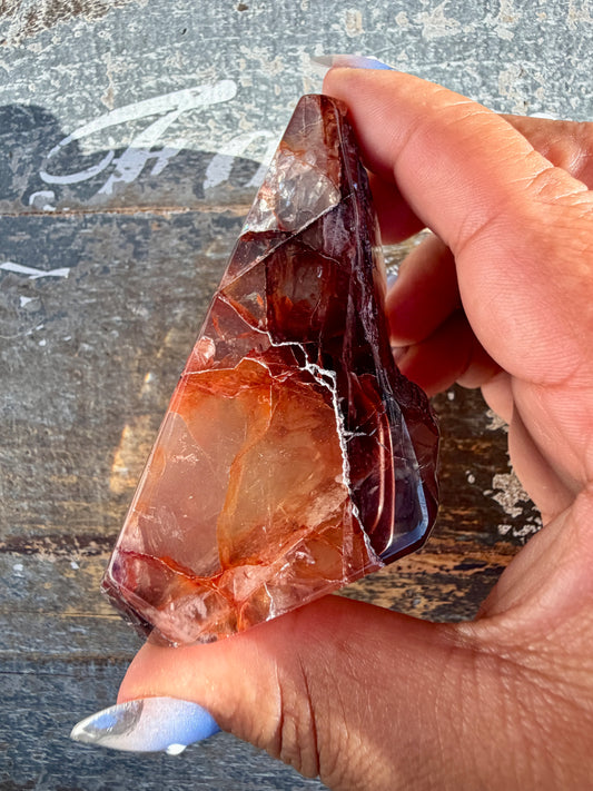 Gorgeous Fire Quartz Freeform Half Polish | Opt 8