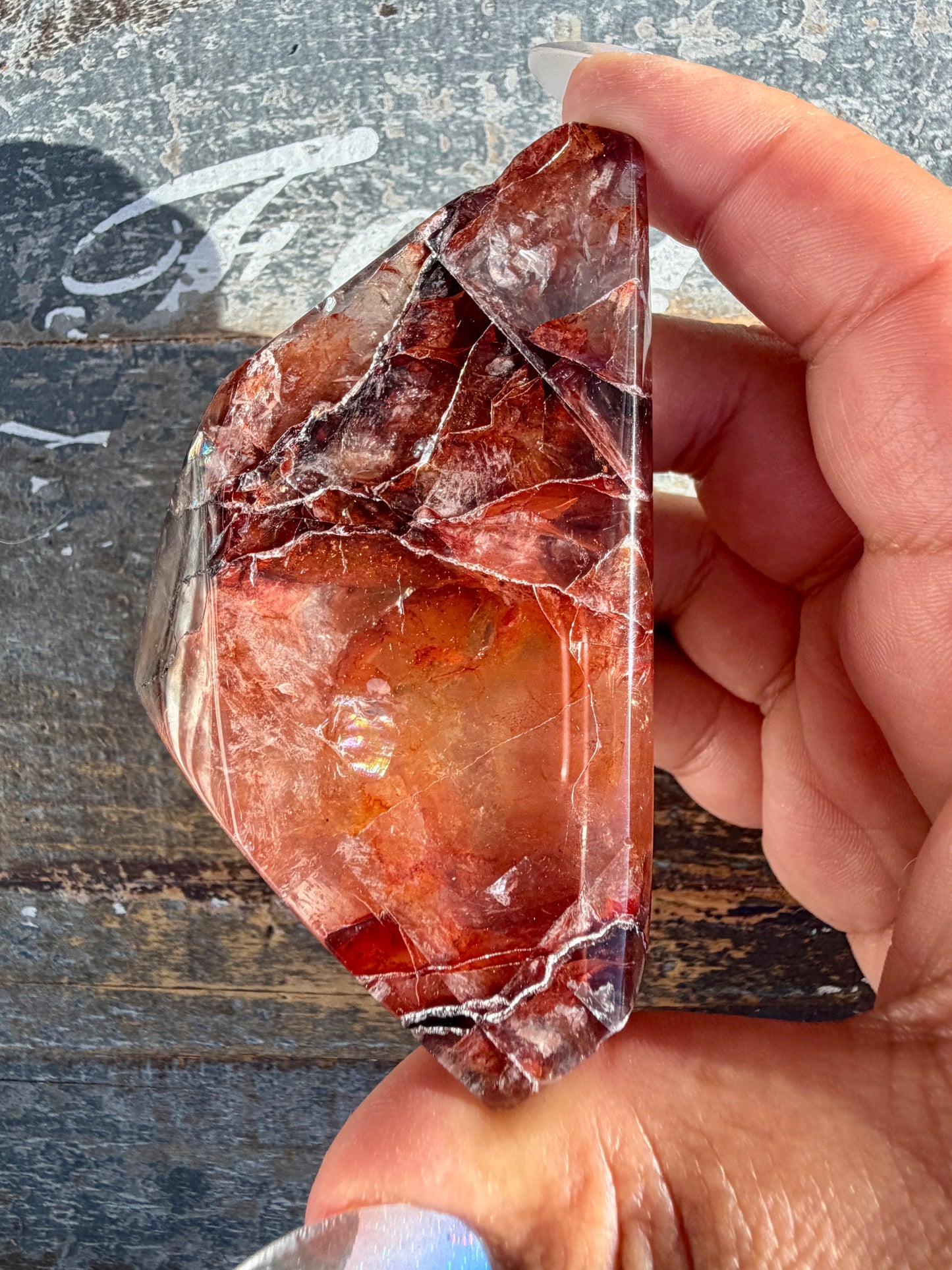 Gorgeous Fire Quartz Freeform Half Polish | Opt 8