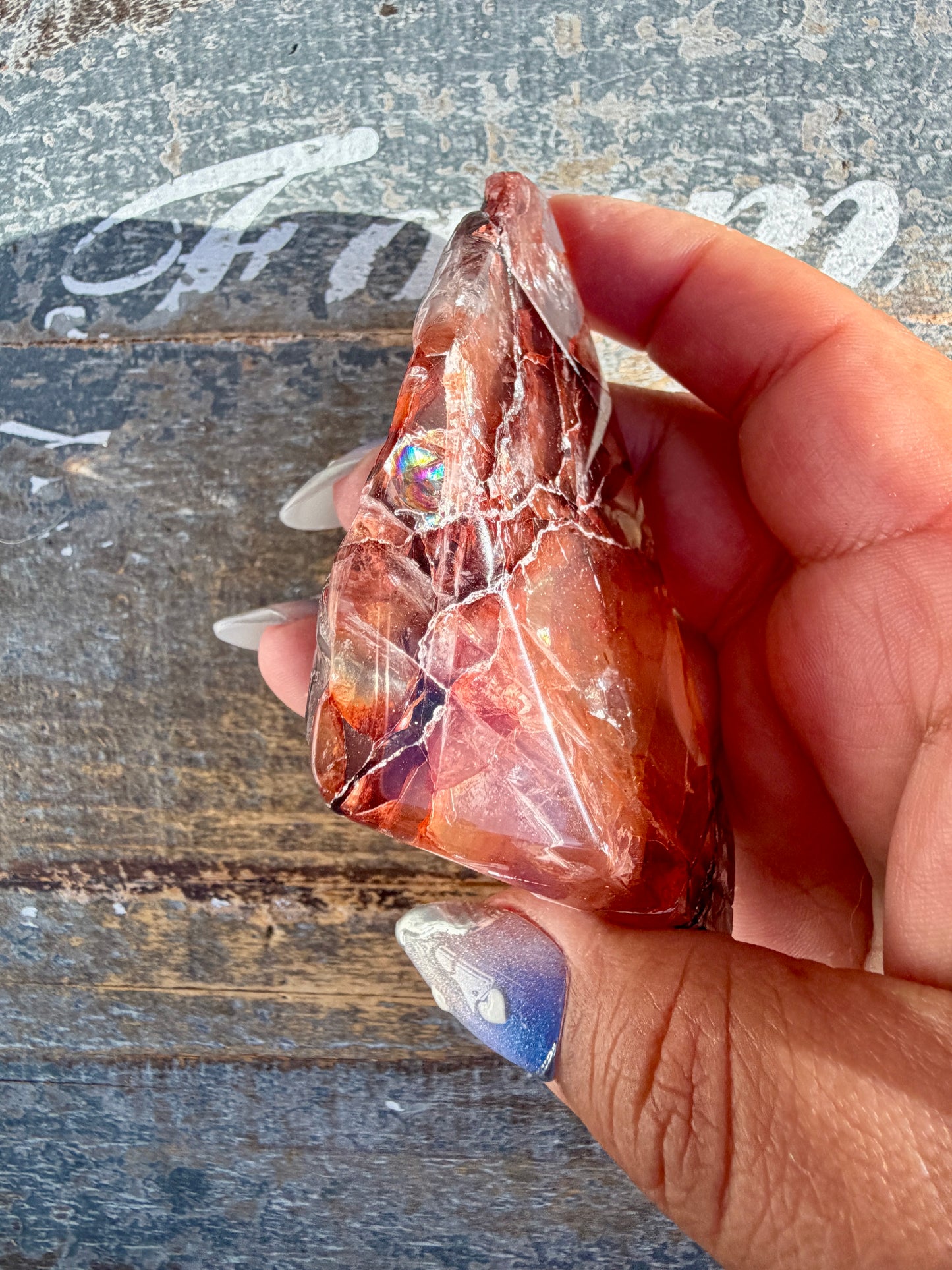 Gorgeous Fire Quartz Freeform Half Polish | Opt 8