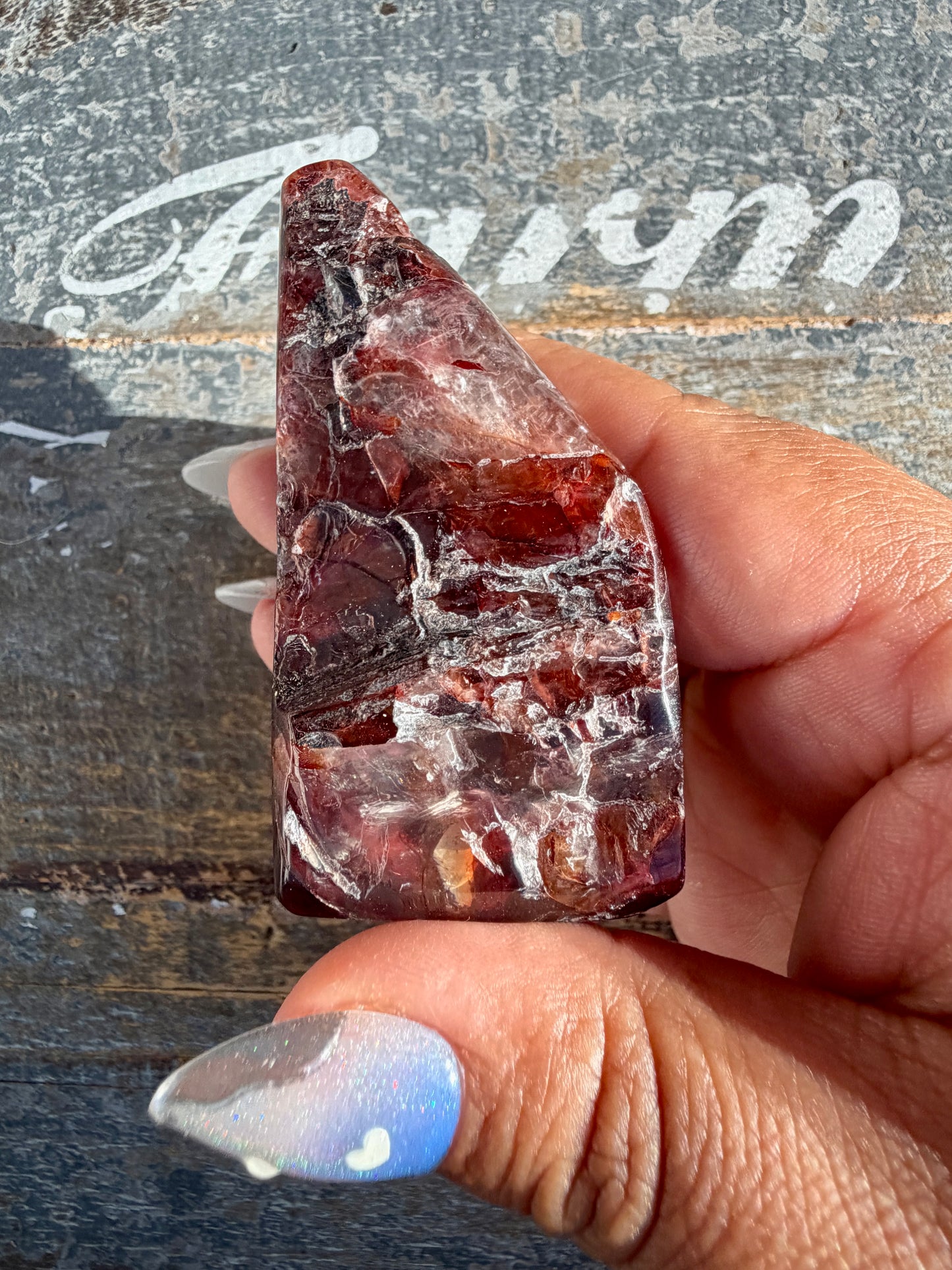 Gorgeous Fire Quartz Freeform Half Polish | Opt 8