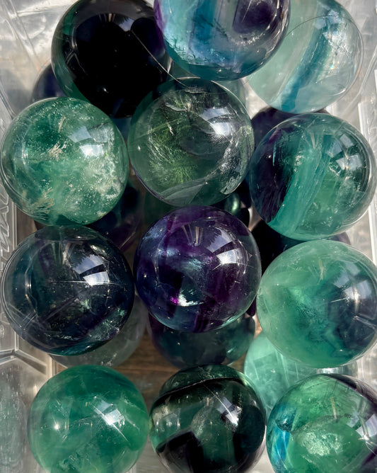 One (1) Gorgeous High Quality Mini Rainbow Fluorite Sphere | Intuitively Chosen