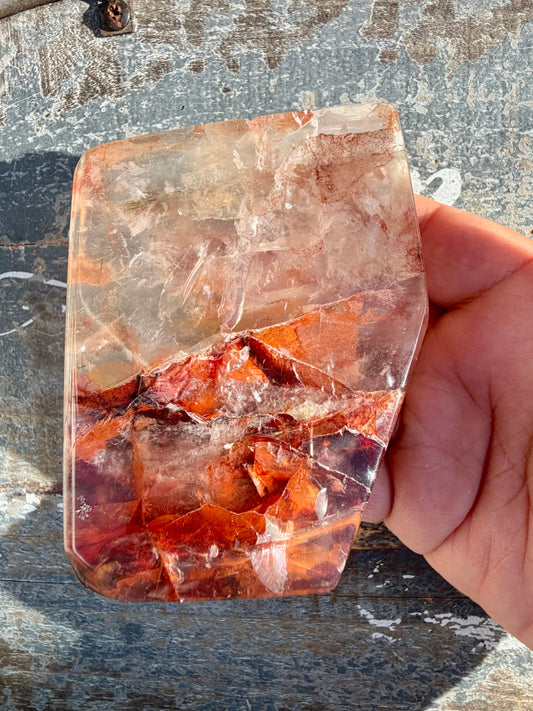 Gorgeous Fire Quartz Freeform Half Polish | Opt 1