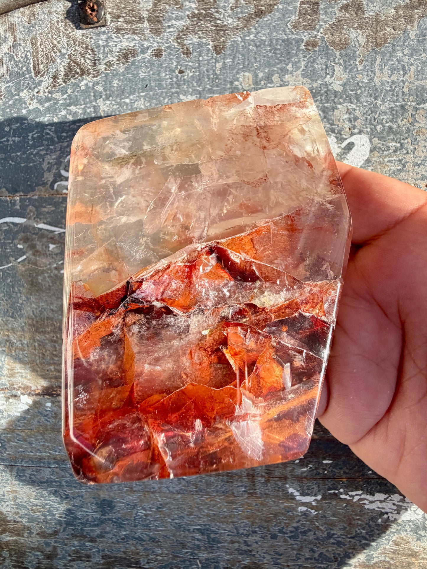 Gorgeous Fire Quartz Freeform Half Polish | Opt 1