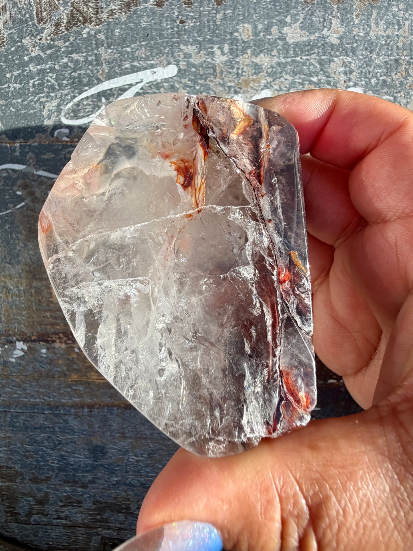 Gorgeous Fire Quartz Freeform Half Polish | Opt 7