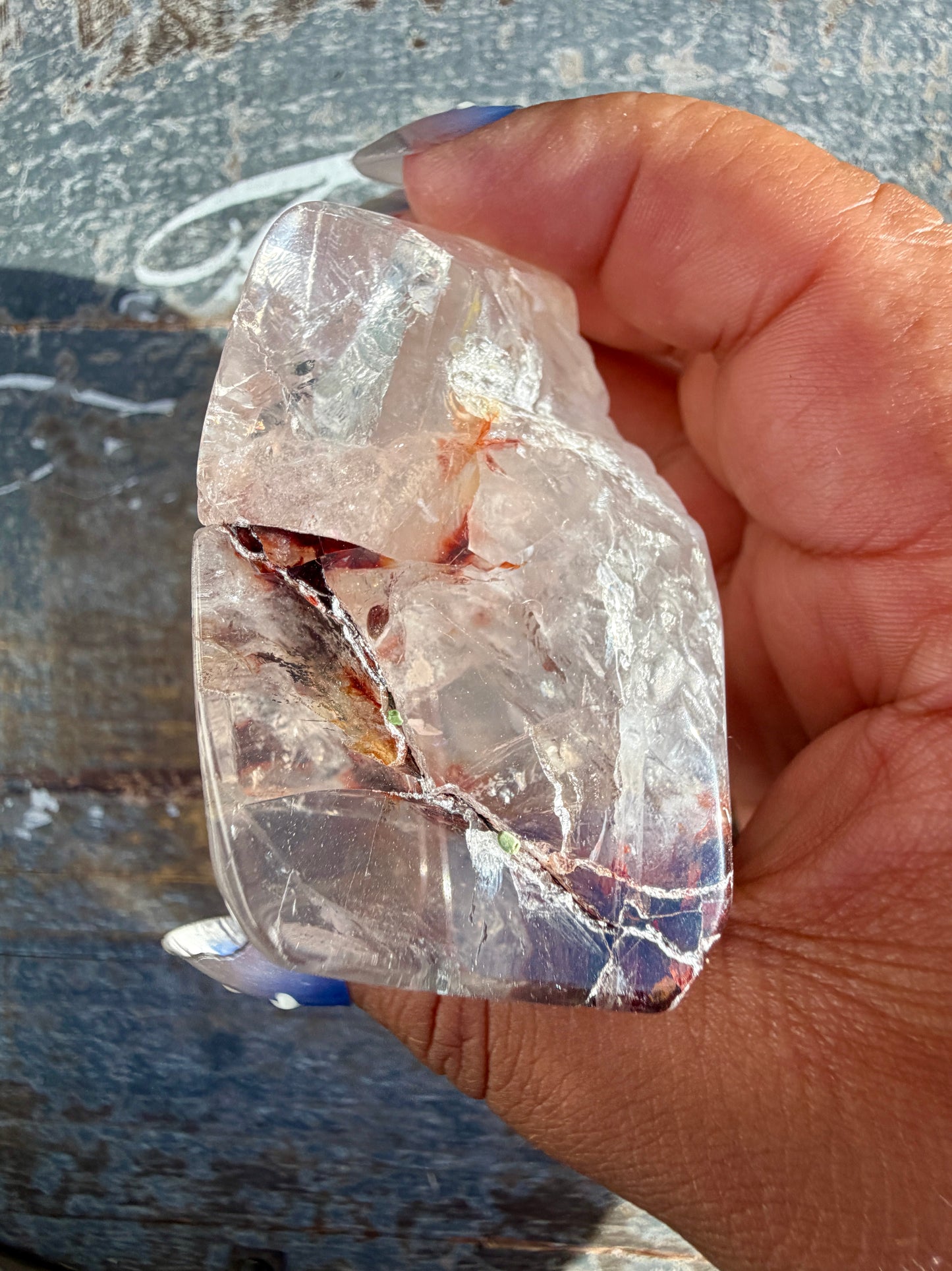 Gorgeous Fire Quartz Freeform Half Polish | Opt 7