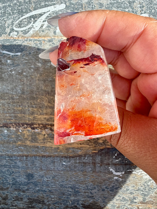 Gorgeous Fire Quartz Freeform Half Polish | Opt 18