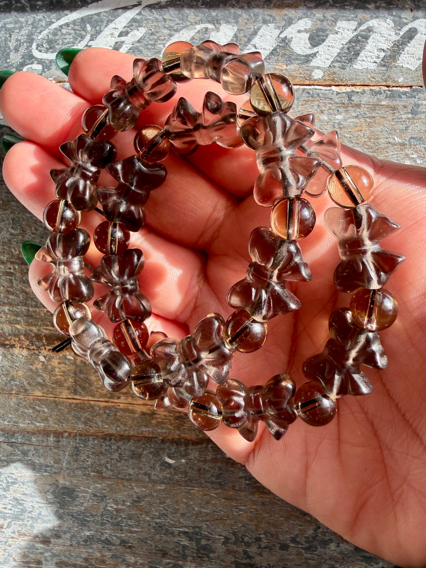 One (1) Ice Obsidian Bow Bracelet | 6.5" Wrist | 13mm