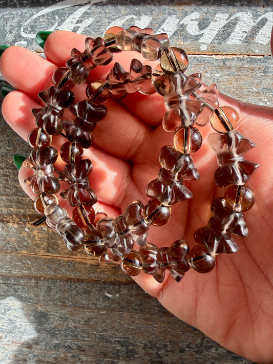 One (1) Ice Obsidian Bow Bracelet | 6.5" Wrist | 13mm