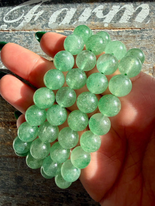 One (1) Green Strawberry Quartz Bracelet | Wrist: 6.75-7" | 10mm