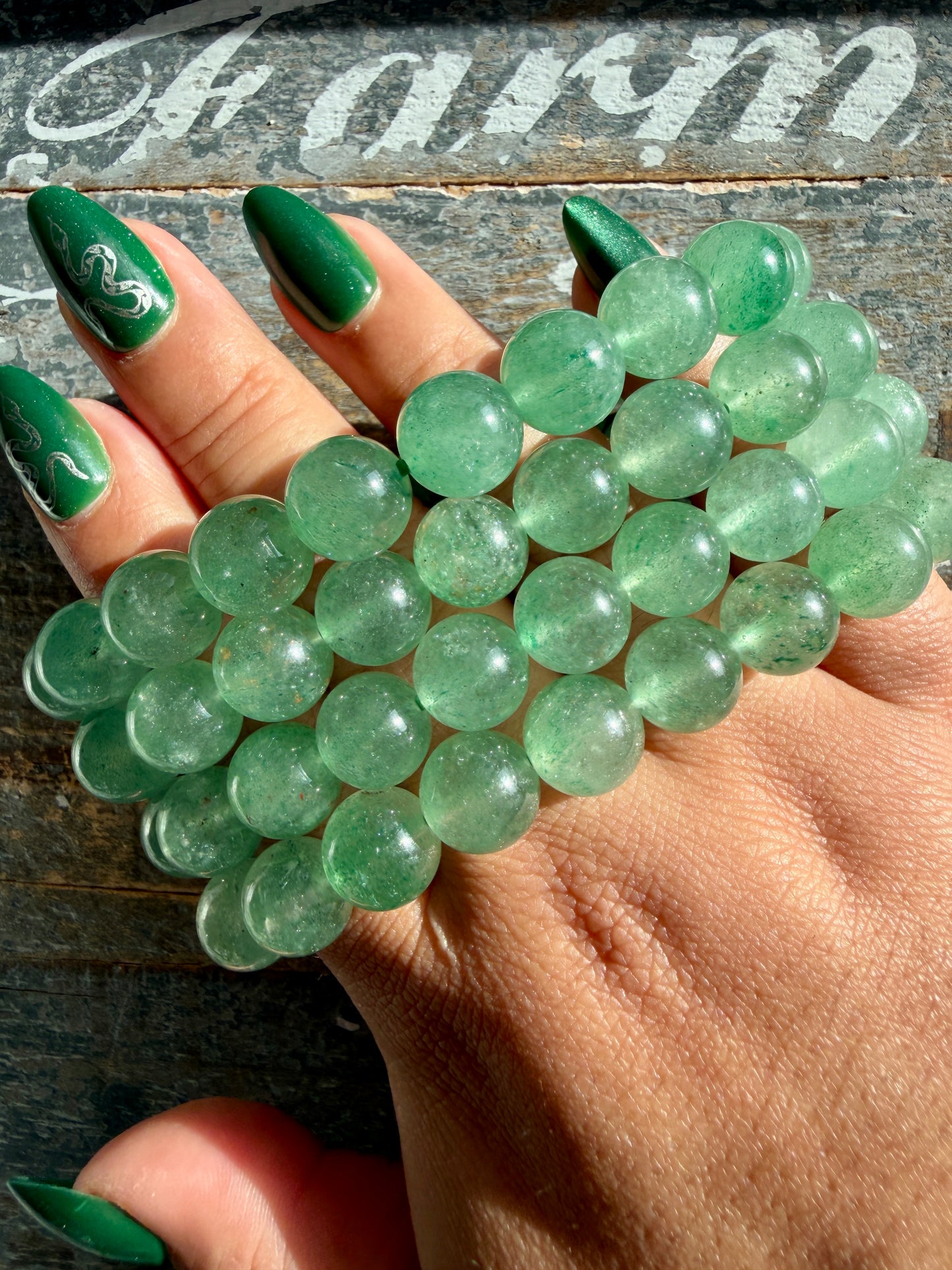 One (1) Green Strawberry Quartz Bracelet | Wrist: 6.75-7" | 10mm