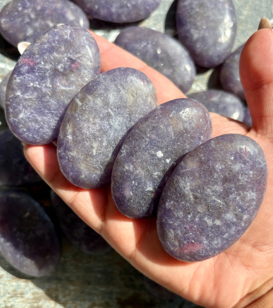 One (1) Lepidolite/Unicorn Stone Palm Stone | Intuitively Chosen