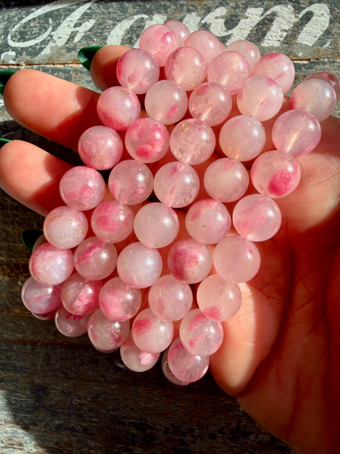 One (1) Cherry Blossom Rhodonite | Wrist Size: 6.75 - 7" | 10 MM