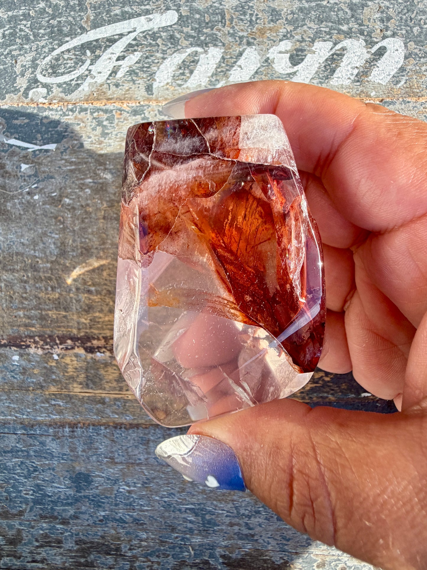 Gorgeous Fire Quartz Freeform Half Polish | Opt 23