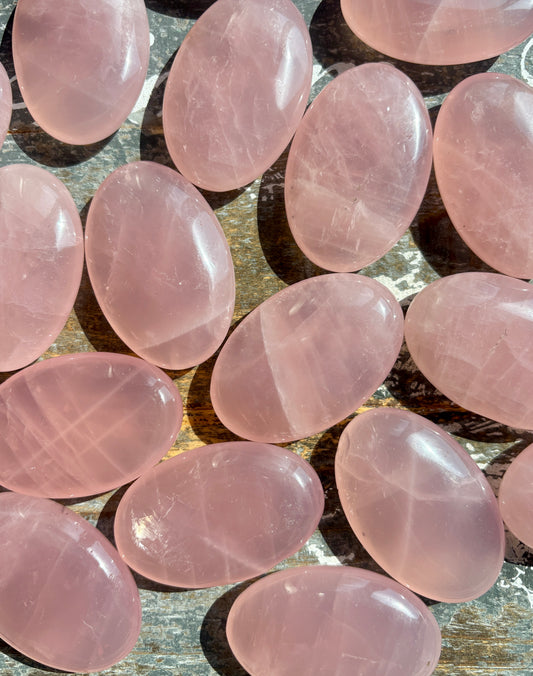 One (1) Gemmy Rose Stone Palm Stone | Intuitively Chosen